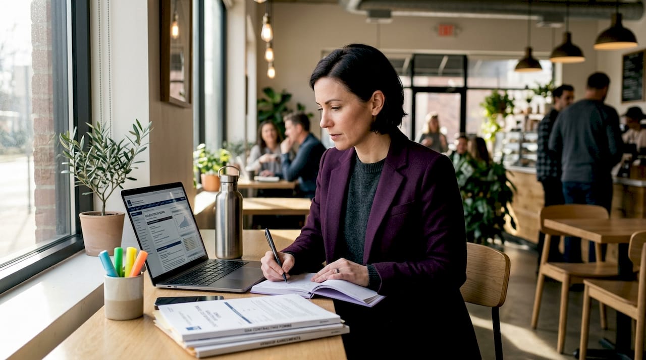 Small business owner working on GSA bid