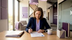 Small business owner at federal contract workspace