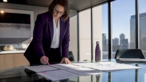 Woman reviewing GSA contract documents