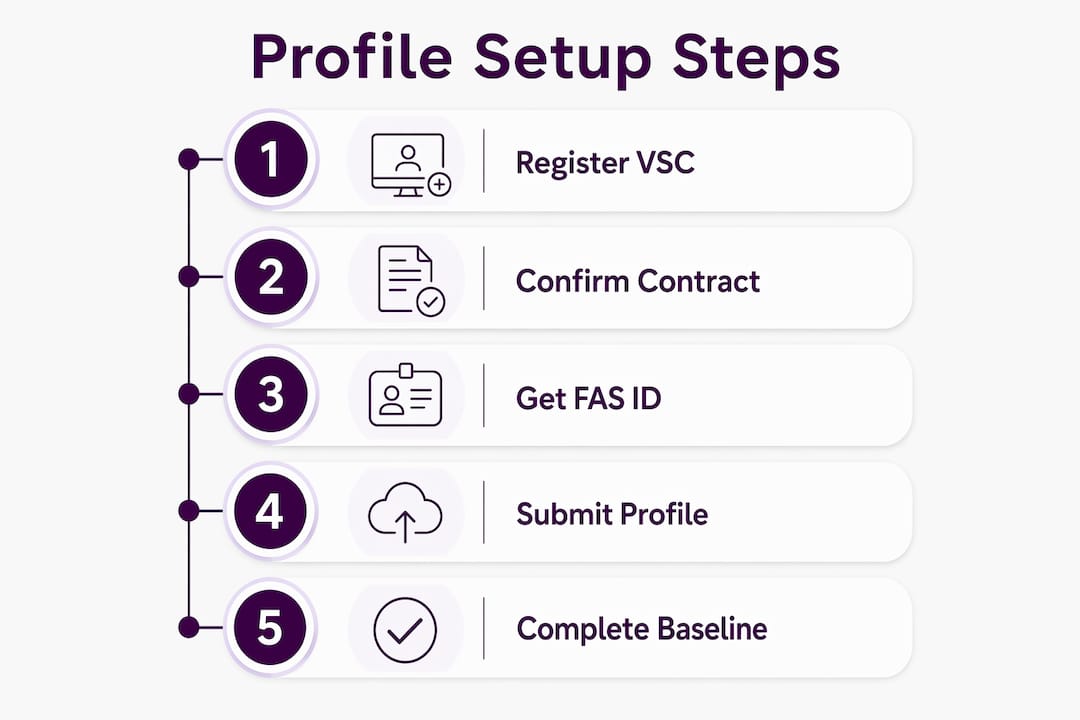 Infographic showing step-by-step profile setup