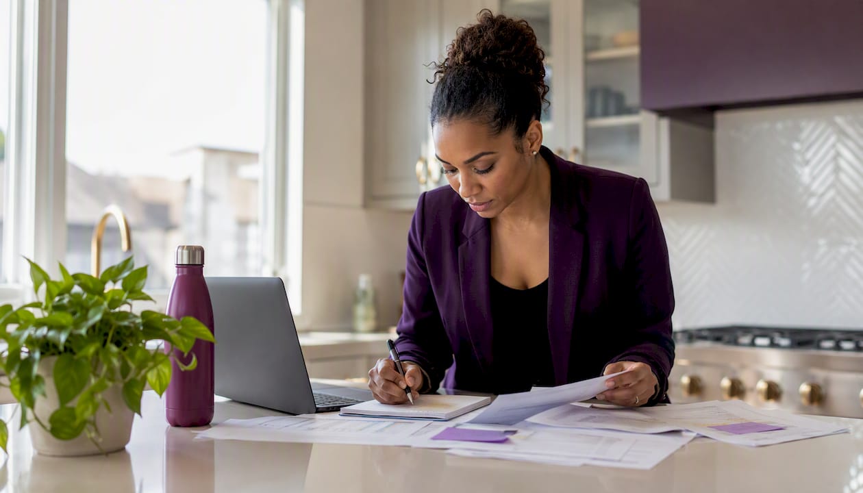 Veteran entrepreneur working on VA contract paperwork