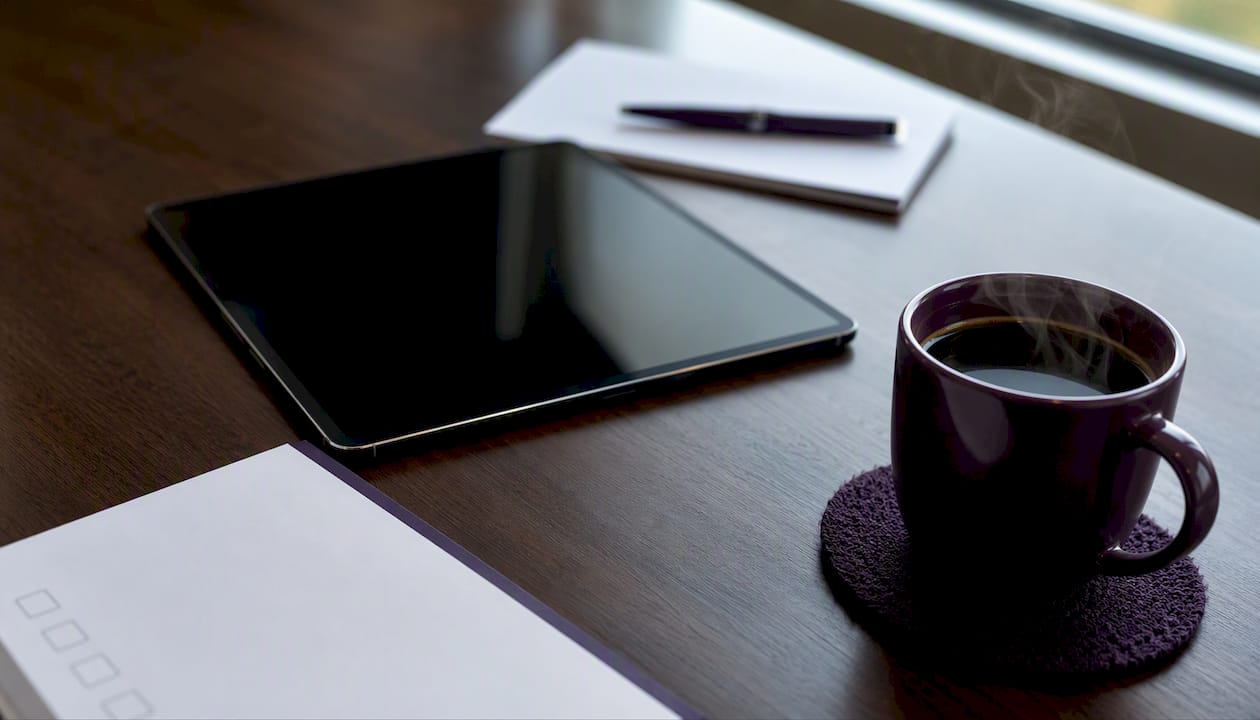 Professional desk with compliance checklist setup