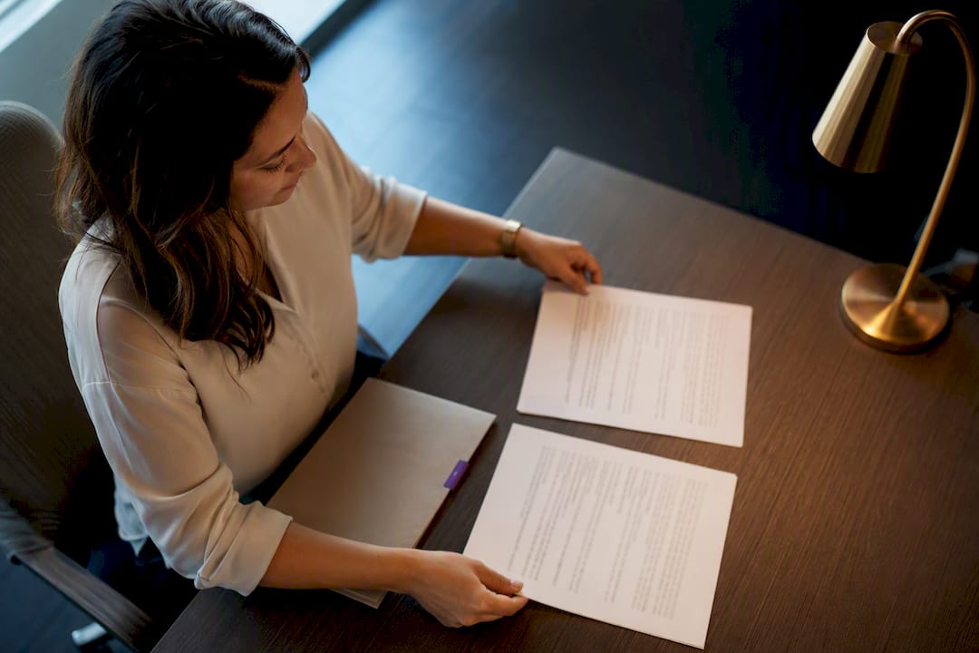 Small business owner preparing response pages