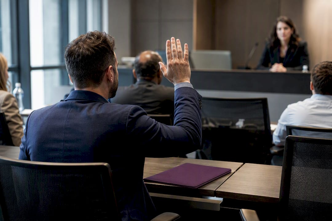 Contractor asking question at industry day