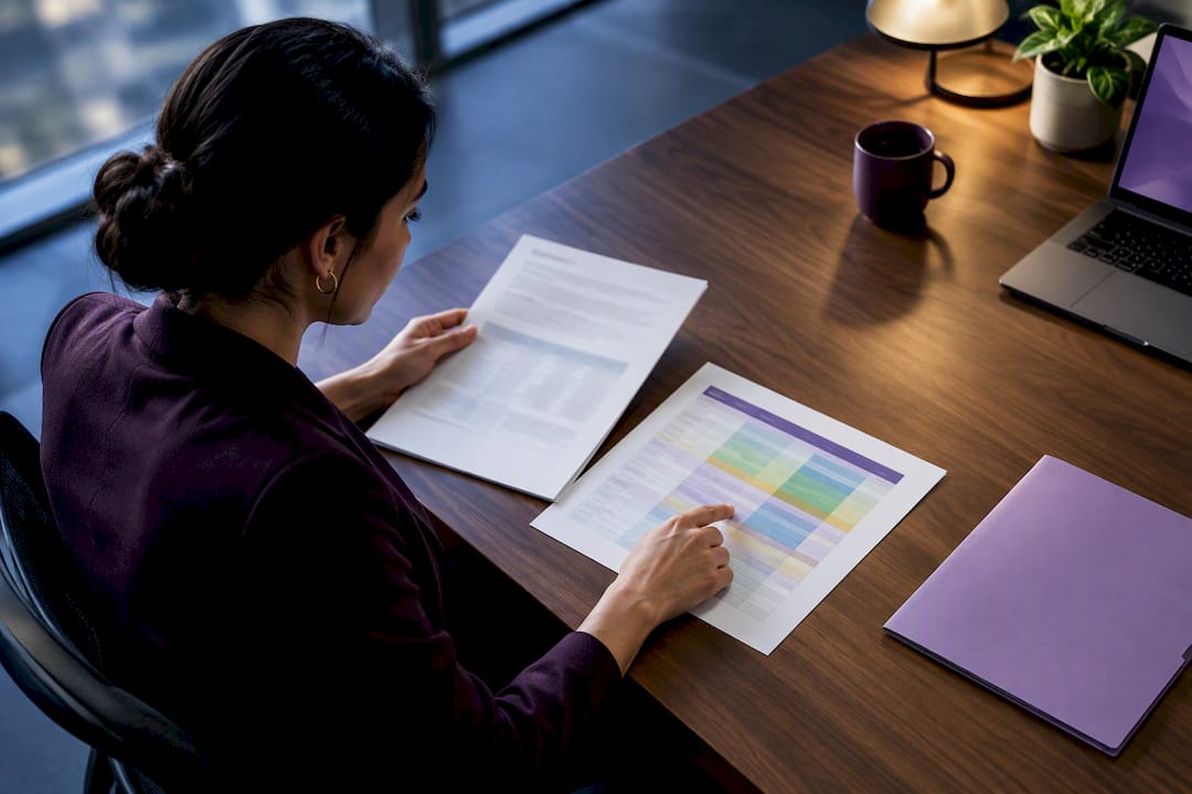 Specialist reviewing SCA wage determination records